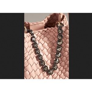 Anthropologie Crystal Chain Bag Charm in Clear and Black Metallic New